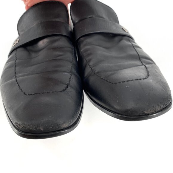 GUCCI Black Leather Interlocking G 256600 Slip On Formal Loafer Classic 9 Shoes - Picture 8 of 12